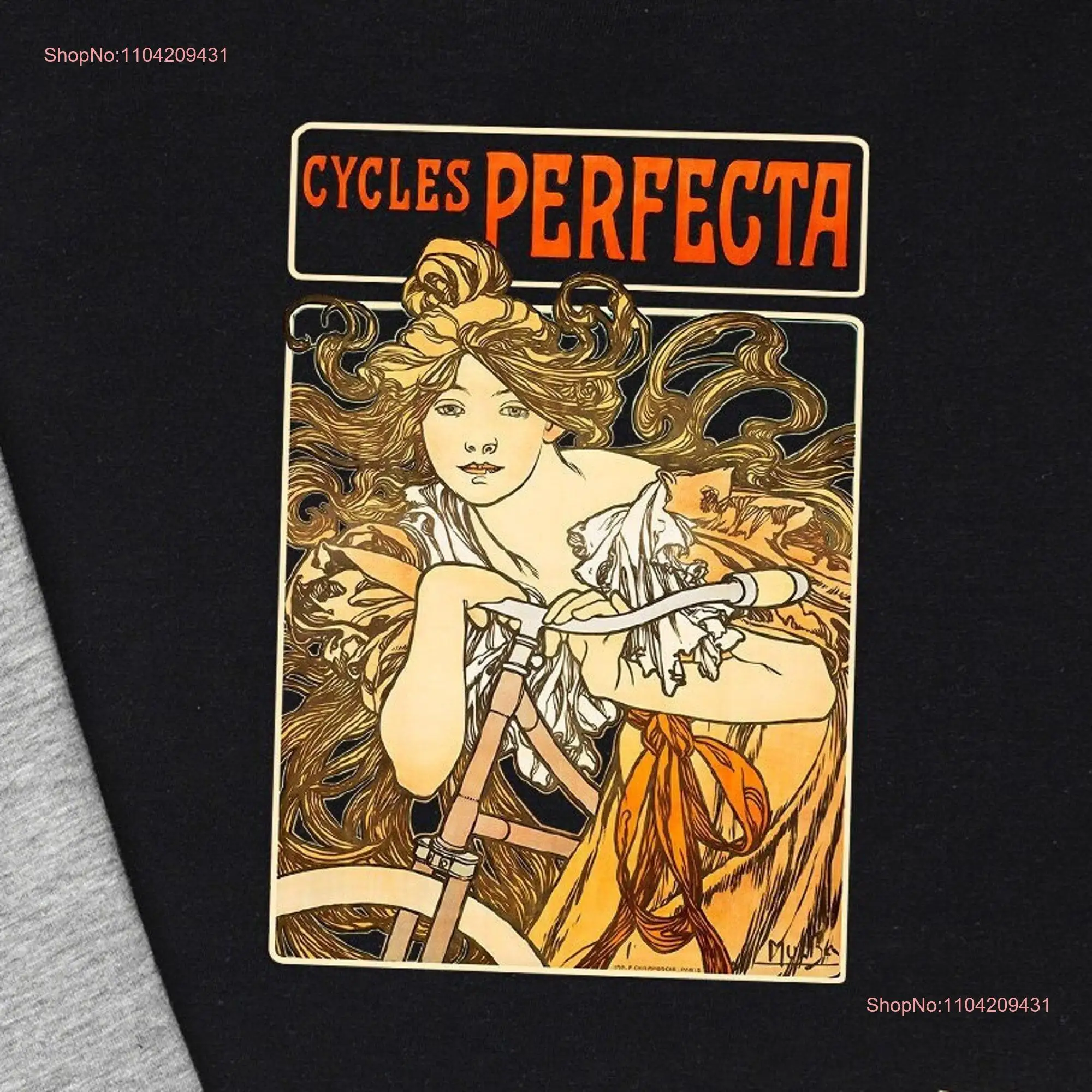 Bicycle premium T Shirt based on a vintage poster of Alphonse Mucha perfect for cycling fan original gift soft and