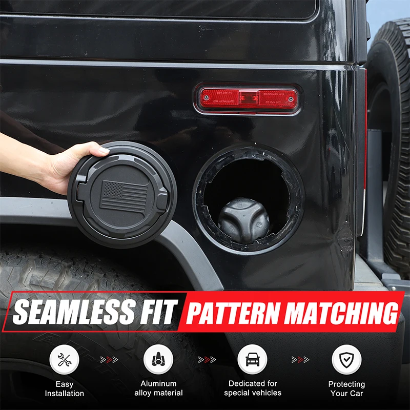For Hummer H2 2003-2009 fuel tank decorative cover Car fuel tank protective cover ABS+aluminum alloy (C/US flag)