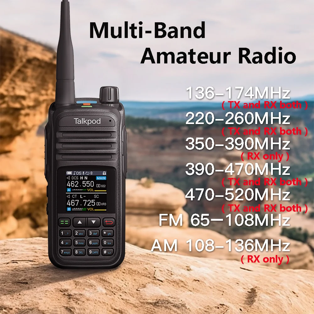 토크팟 A36 플러스 워키토키, 휴대용 햄 CB 라디오, AM FM, VHF, UHF, 7 밴드, NOAA 날씨 수신 송수신기, 양방향 라디오, 5W