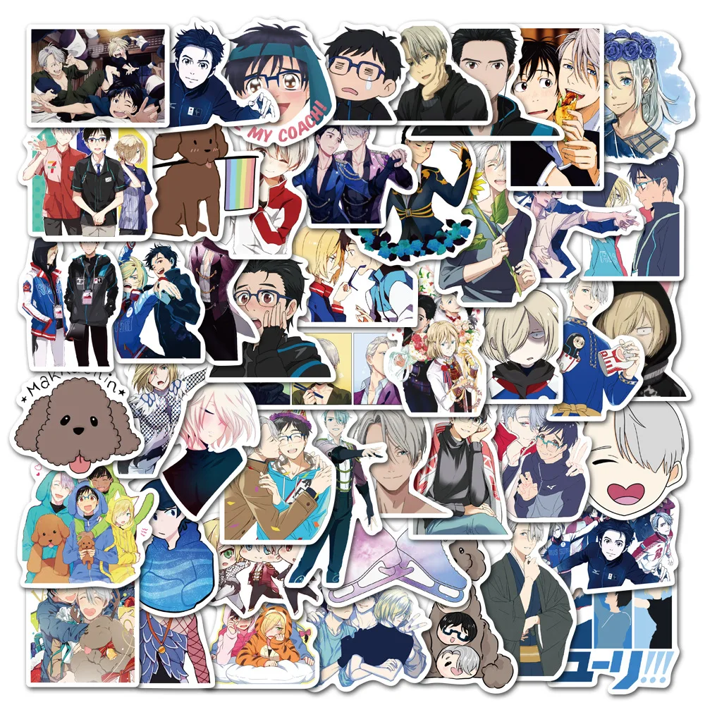 50 Stück Yuri On Ice Cartoon Aufkleber Gepäck Roller Notebook Wasserdichte Aufkleber Dekoration Zubehör für Laptop Telefon