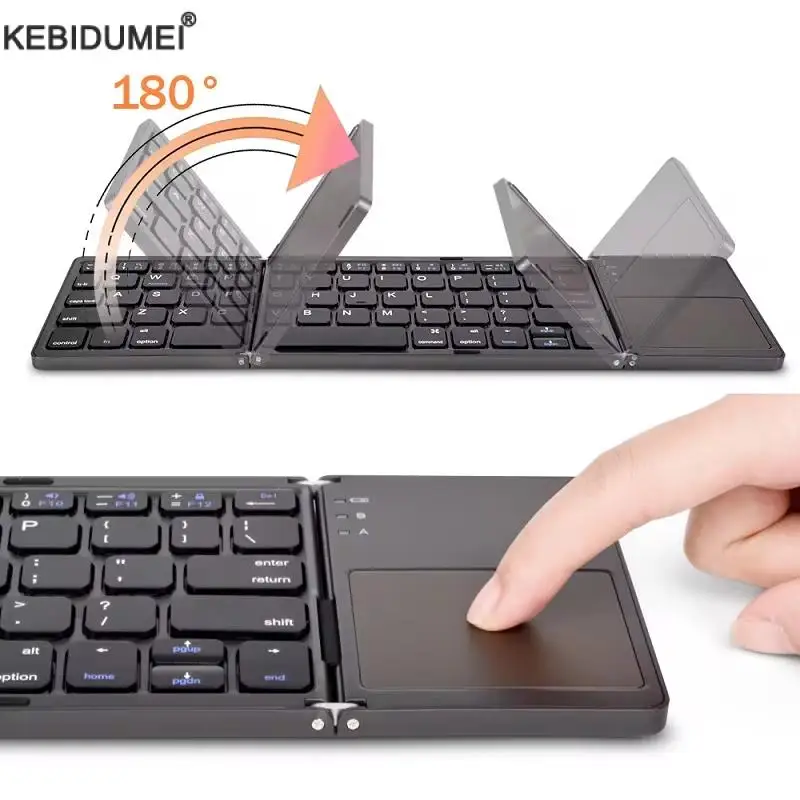 Keyboard lipat, papan ketik Bluetooth tanpa kabel dapat diisi ulang dengan Touchpad untuk Windows iOS ponsel Mini