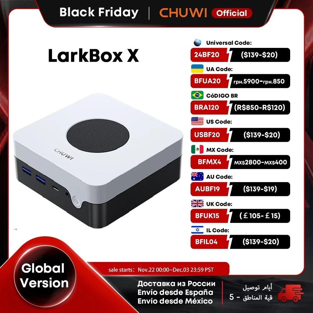 CHUWI LarkBox X Mini PC 12GB RAM 512GB SSD Intel N100 Game PC UHD Graphics for 12th Gen Intel Processors WiFi 6 Desktop Computer