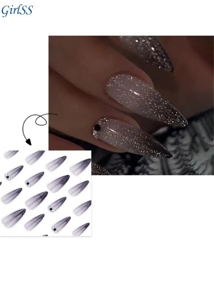 24Pcs Stilettos Press on French Fake Glues on Artificial T4MB