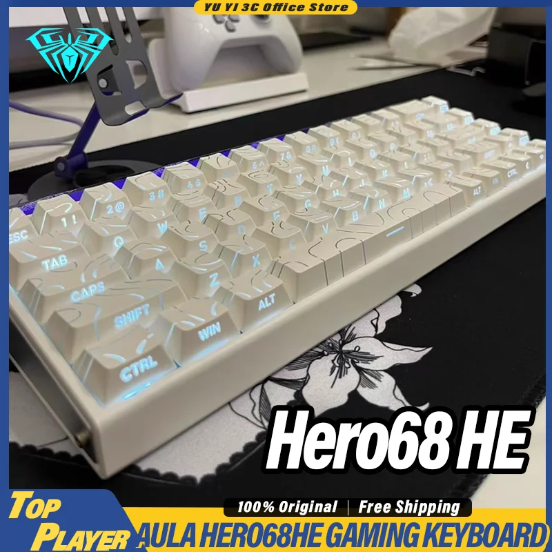 

Aula Hero68 HE Игровая клавиатура Переключатель Холла Поддержка 0,01 мм RT DKS SOCD MT TGL Динамическая коробка RGB Полная мощность 8k Скорость покатания
