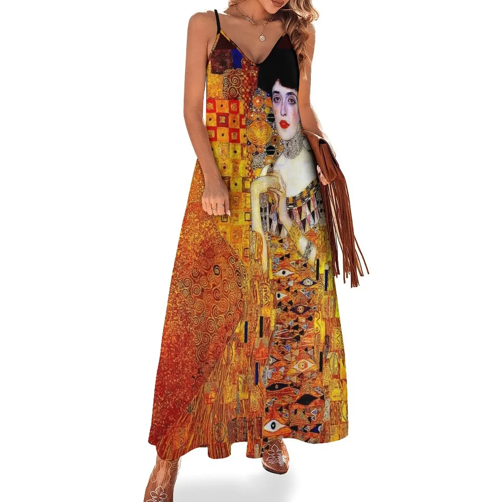 

LADY IN GOLD : Gustav Klimt 1912 High Definition Painting Print Sleeveless Dress luxury evening dresses 2025 women party dresses