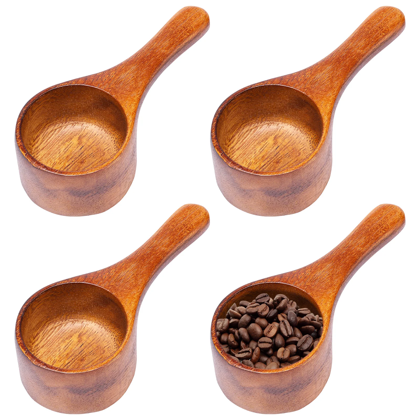 4 Pcs Wood Measuring Spoons 45ml Capacity Walnut Wood Coffee Scoops Reusable Coffee Measuring Spoons Small Coffee Scoops