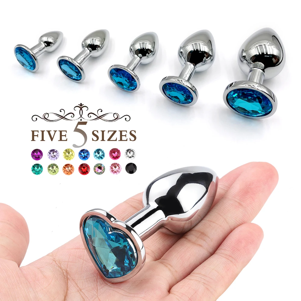 Metal Anal Plug With Gem Base Beginner To Expert 5 Size Butt Plug G-Point Massage Dildos Female/Male Couples Adult Sex Toys