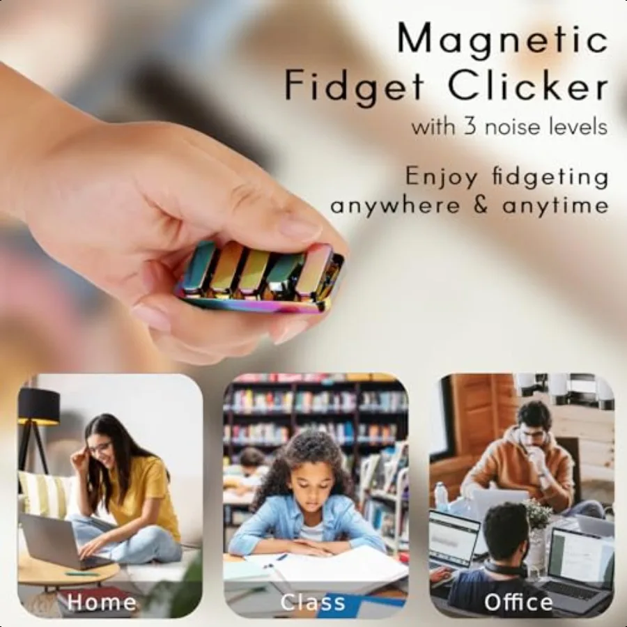 Zappelspielzeug für Erwachsene, Metall-Fidget-Slider, EDC, magnetischer, haptischer Fidget-Clicker mit 3 Geräuschstufen, laut, leiser, leiser Fidge für Erwachsene