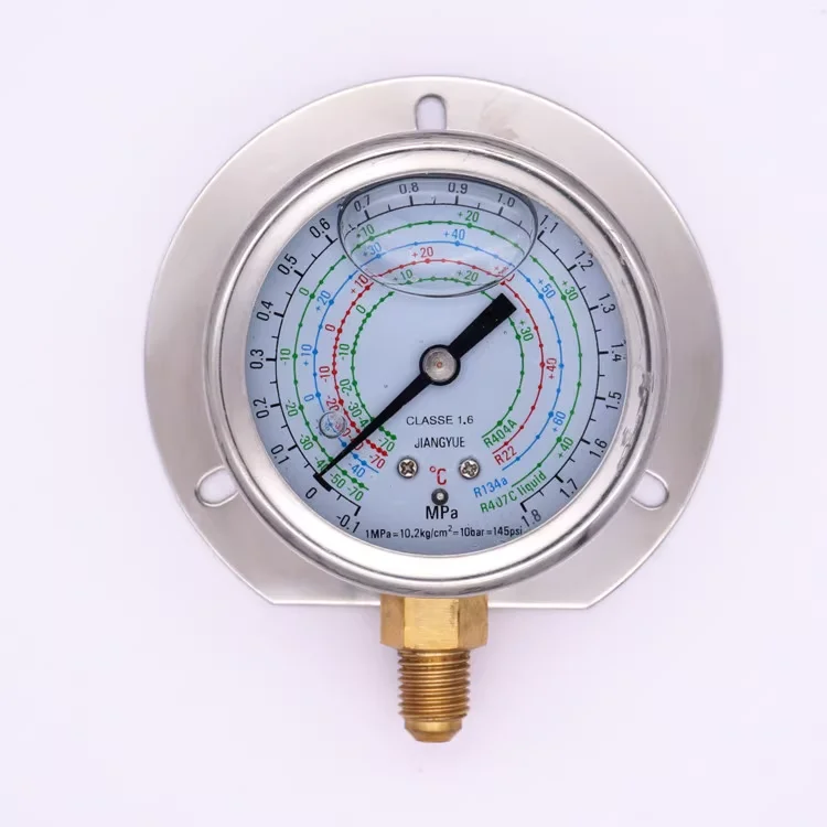 

Stainless Steel Refrigerant Pressure Gauge 60nn 100mm 150mm Brass Connection air Conditioning Pressure Manometers