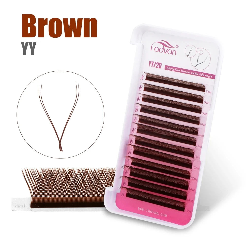 FADVAN YY/SYY Shape L/LU(M)/C/D/DD Brown Eyelashes Extension Soft Premium False Lashes Individual Makeup Black Crisscross Beauty