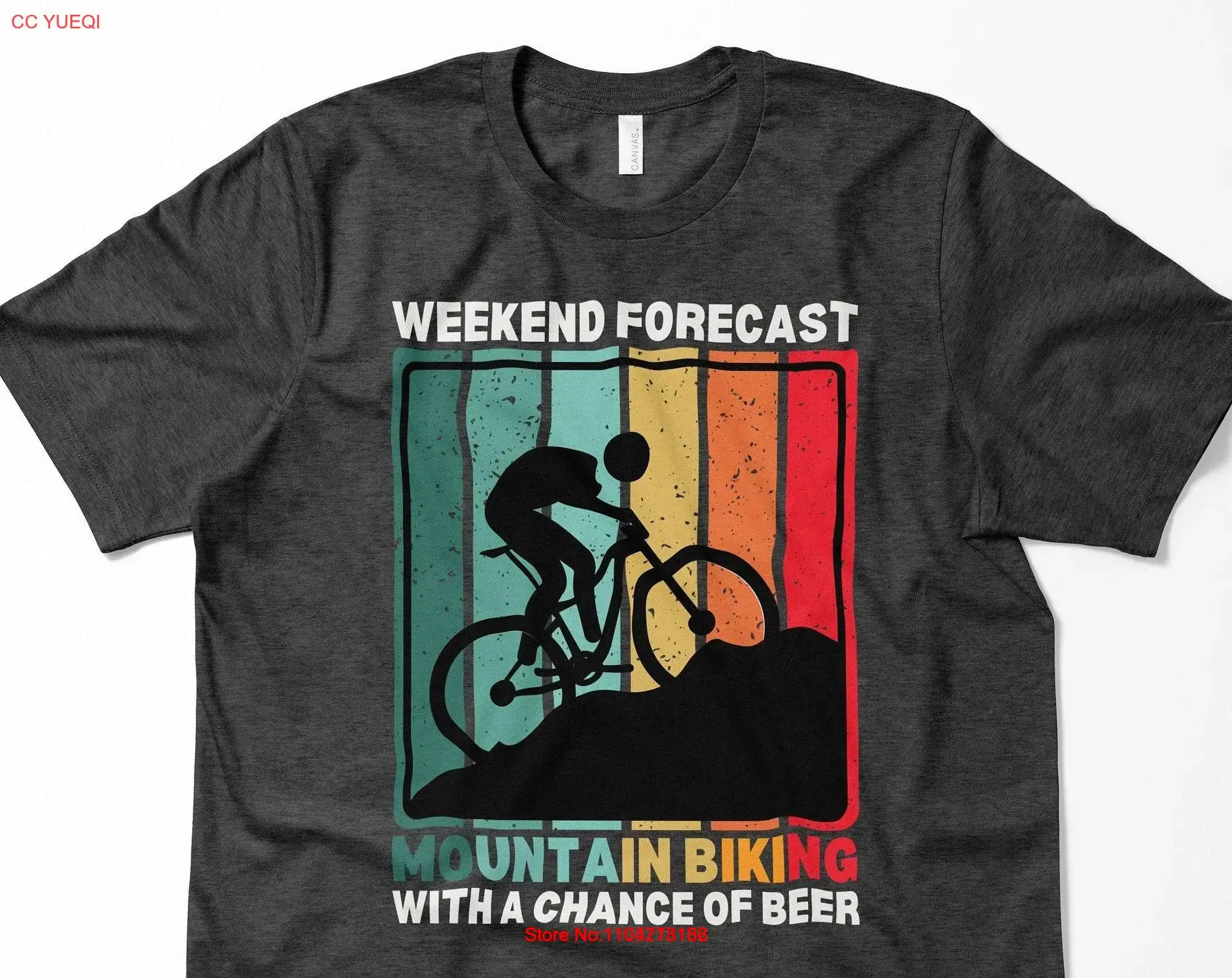 Weekend Forecast MTB with Beer T Shirt Funny Mountain Biking Cool Biker Apparel Witty Cycling Unique Idea for Bikers