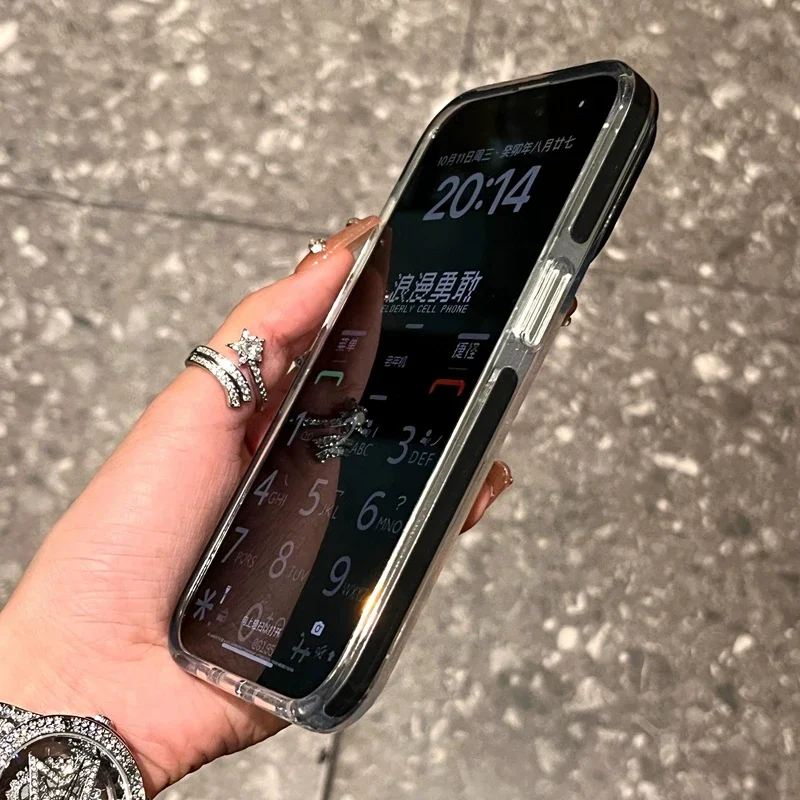 Luxury Transparent Airbag Phone Case For iPhone 17 16 15 14 13 12 11 Pro Max Plus 17 Air Contrasting Bumper Shockproof TPU Cover - náhled 4