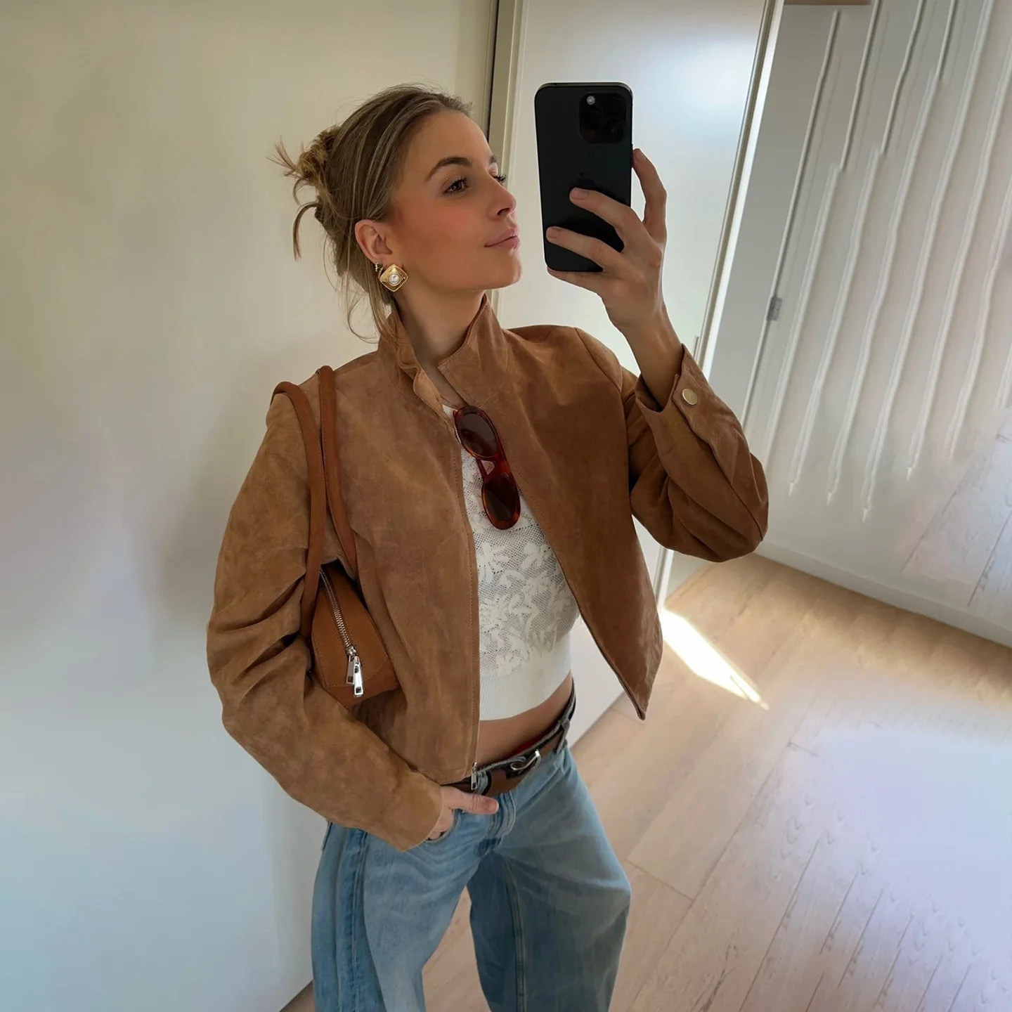 

Gtpdpllt Brown Vintage Jackets Autumn Suede Solid Basic Zipper Long Sleeve Coats Streetwear Lapel Women Chic Jackets Outwear