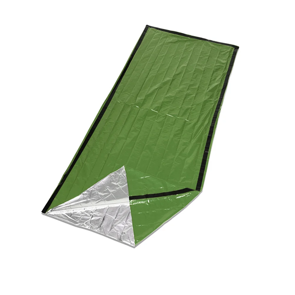 Outdoor Emergency Sleeping Bag PE Thermal Survival Camping Travel Bags Winter Autumn Picnic Pad Warm-keeping Blanket(Green)