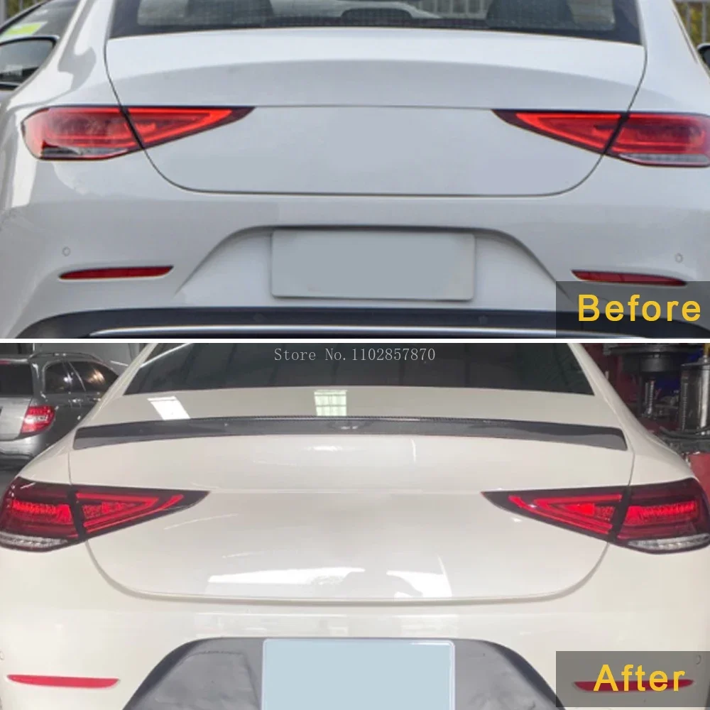 For Mercedes-Benz CLS C257 2019-2023 Real Carbon Fiber Rear Spoiler Bumper Lip Trunk Wing Boot Spoiler Body Kits