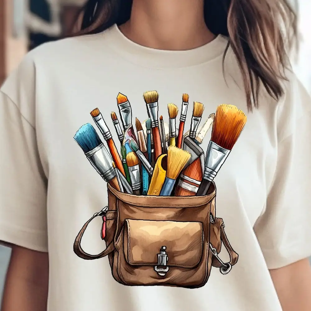 Paint Brush Set In An Artists Bag Comfort Colors T Shirt Loves Painting Cute