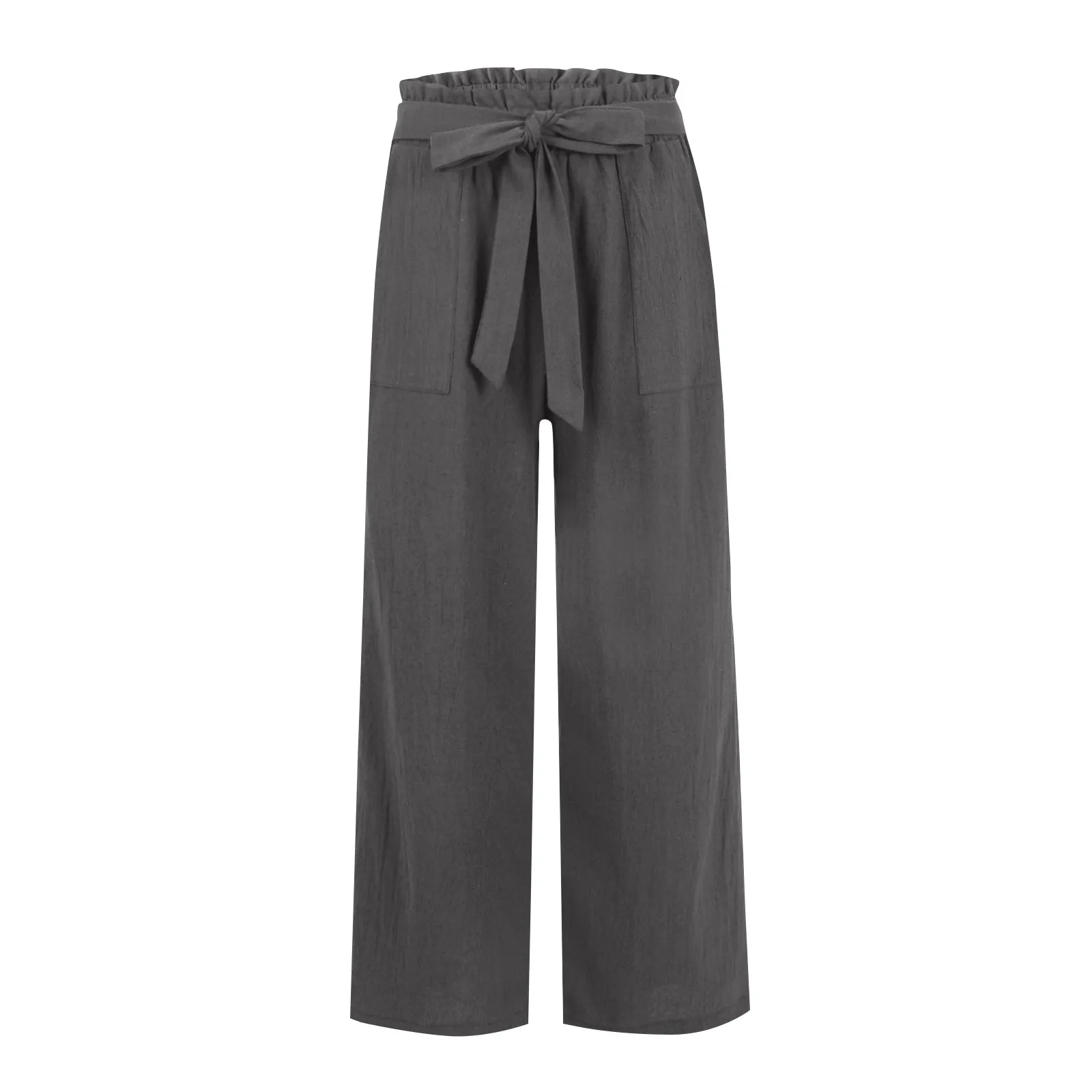 Pantalon à Jambes Larges pour Femme, avec Poches, artificiel astique, Taille Haute, Simple, Solide, 03/Commute, Confortable, Cool, Été