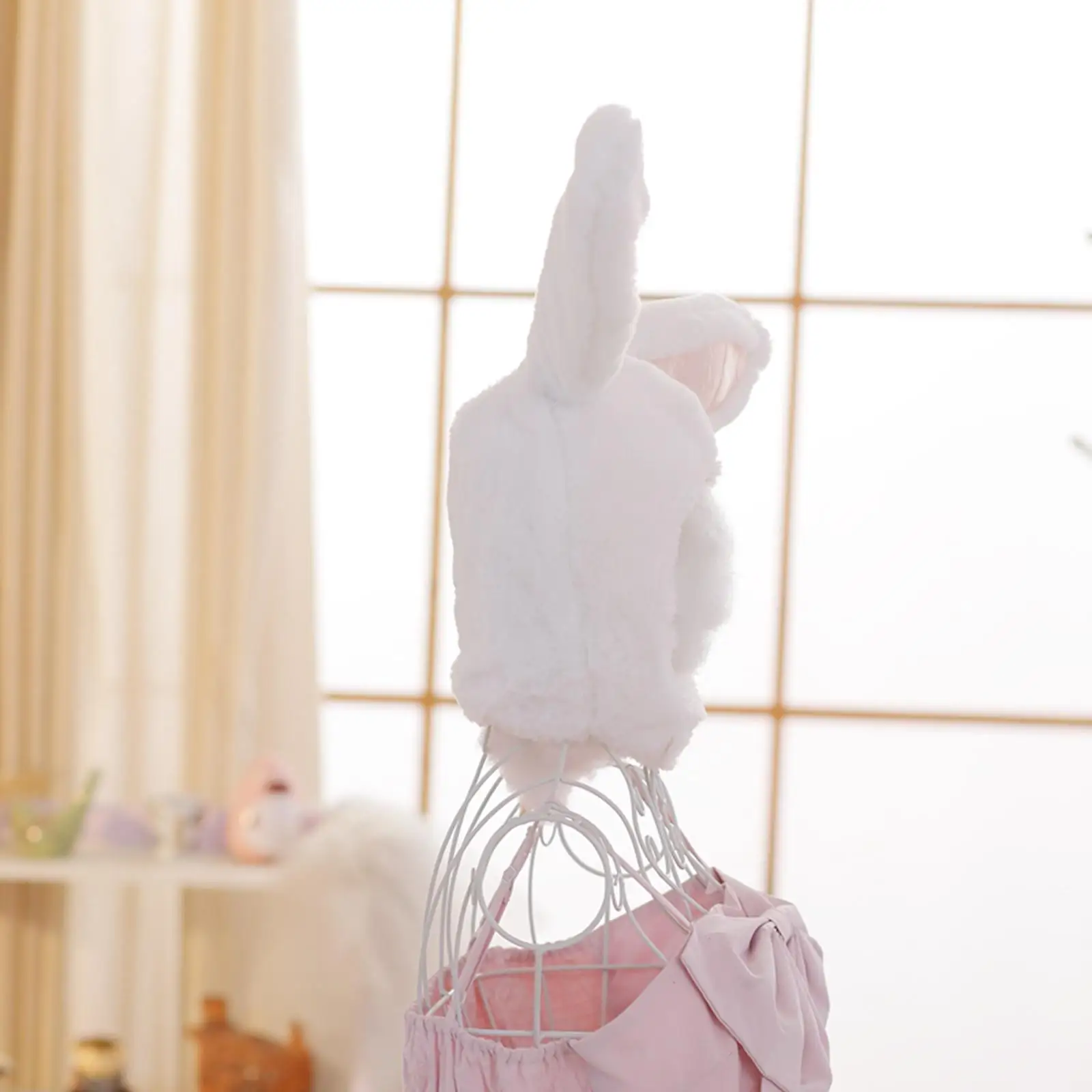かわいいウサギの耳フード帽子ぬいぐるみ綿動物頭飾り女の子冬コスチューム仮装ステージパフォーマンス用