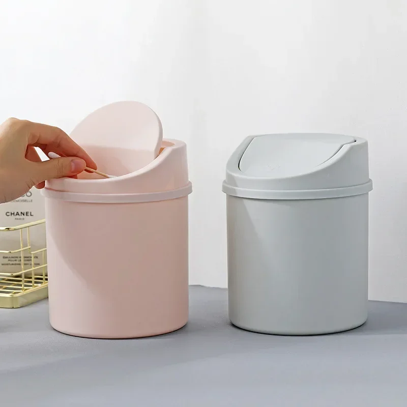 Waste Bin With Lid Mini Desktop Office Organizer Storage Home Garbage Basket Container Table Trash Bin Small Trash Can Home Desk