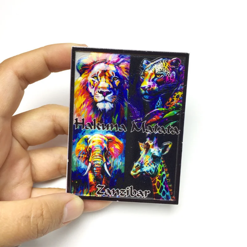 

Zanzibar Tanzania Old Fort Souvenir 3D Resin Fridge Magnets - Colorful Safari Animals Room Decor Aimants Réfrigérateur