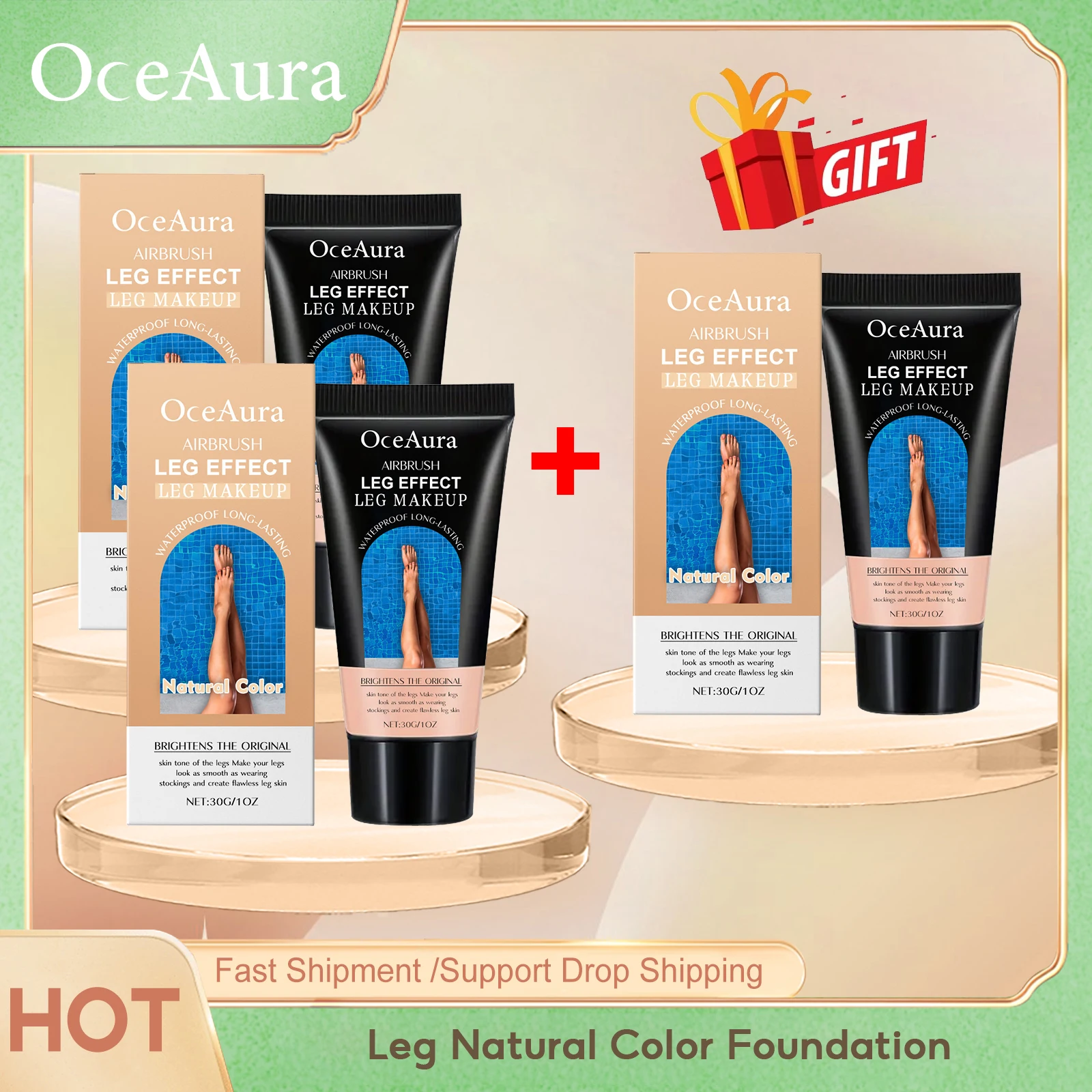 オセアラ レッグ ナチュラルカラー ファンデーション シミ除去 高カバー 傷跡 防水 ボディメイク コスメティック コンシーラー クリーム