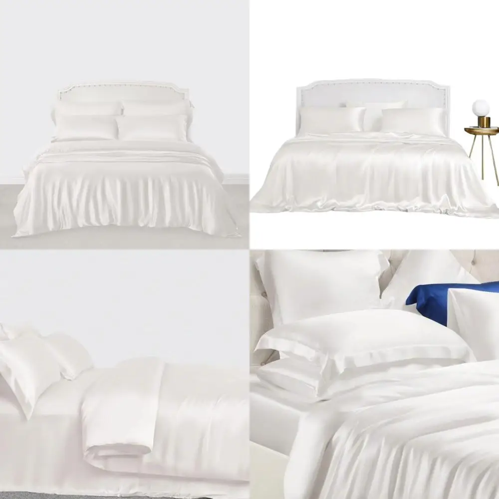 

Eco-Friendly Tencel Lyocell Queen Duvet Cover Set with Zipper & Corner Ties, Lightweight Eucalyptus Silk Comforter (Ivory)