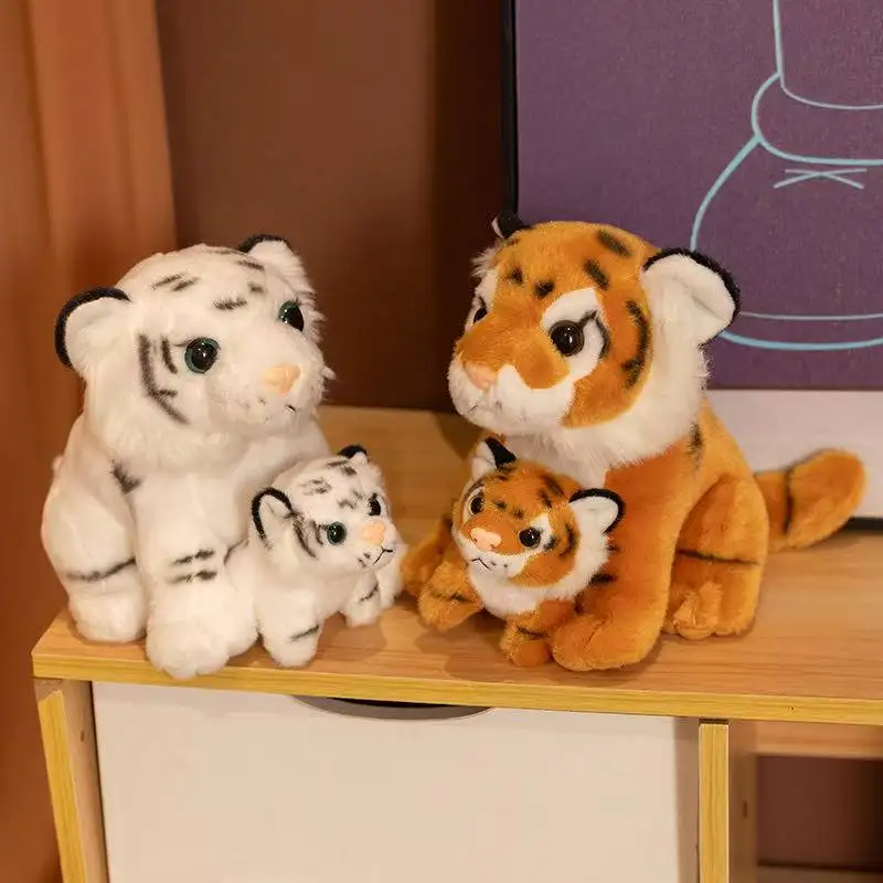 Nieuwste Gesimuleerde Moeder en Zoon Tijger Pop Kawaii Gevulde Knuffel Pop Cartoon Anime Leuke Kussen Kinderen Verjaardagscadeau Pop