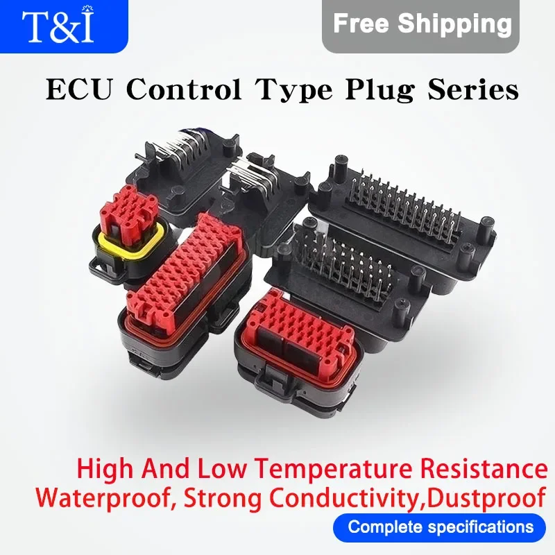 

5/10/50 PCS ECU 8P/14P/23P/35P Control Plug Series Automotive Male Female Straight End Elbow Waterproof Connector with Terminals