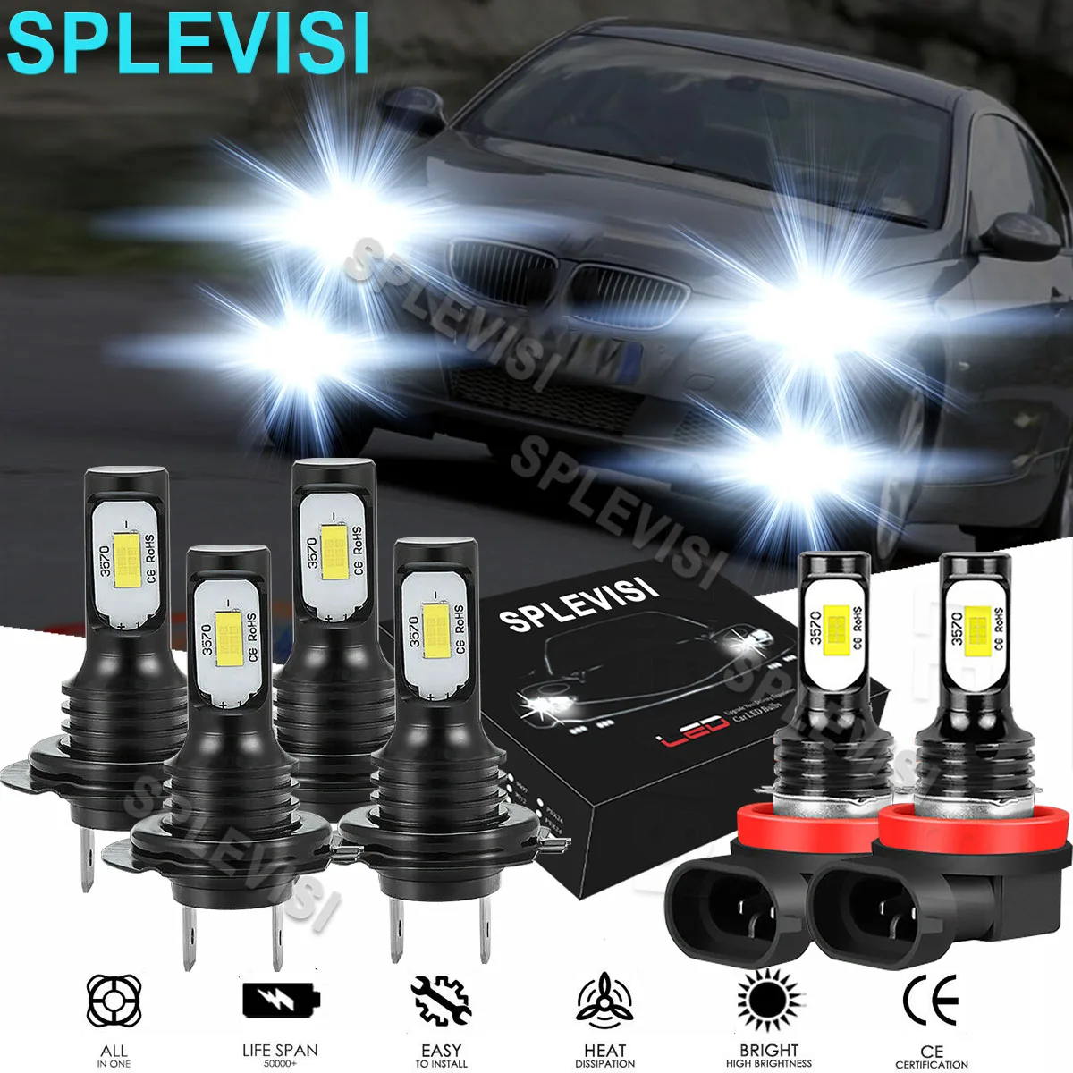 

6x LED White Headlight Fog Light Bulbs 6000K Fit For BMW 328xi 335xi 2007 2008 BMW X3 2011-2014 BMW X1 2012-2018 320i 330i 340i