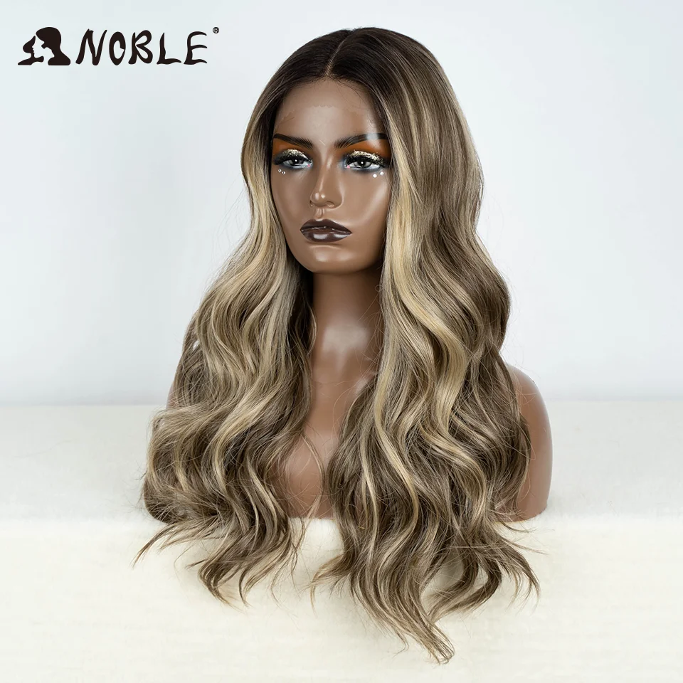 Noble Synthetic Lace Front Wig Baby Hair Wig Long Wavy 24 \