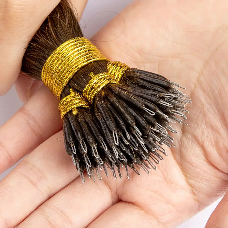 Natural Straight Nano Ring Human Hair Extension Hairpiece 14"-28" Keratin Capsule Micro Ring Hair Extensions Human Hair 40g 50g