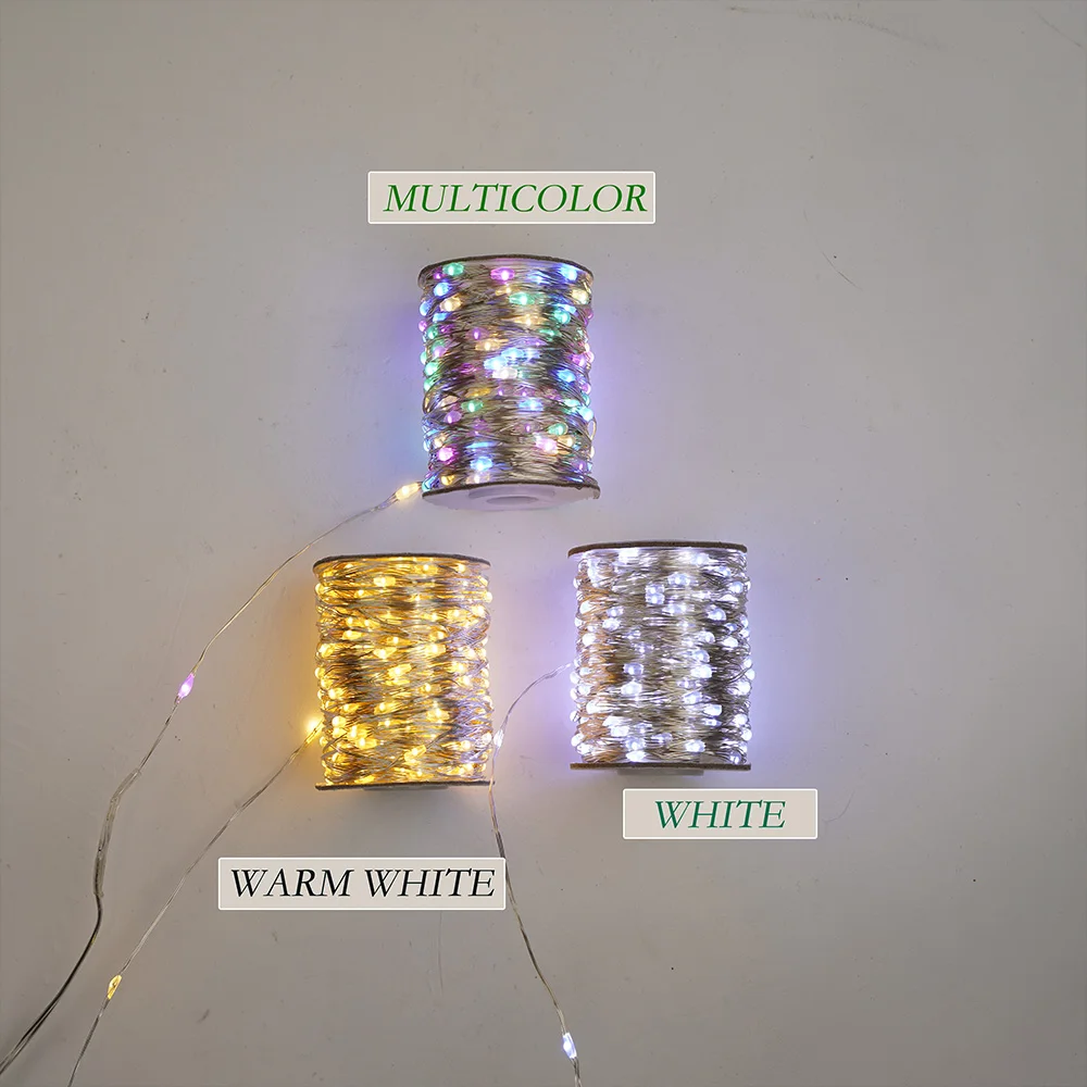 120M 1200LED Silver Wire Fairy String Lights Christmas Wateproof Plug In for Tree Outdoor Christmas Holiday wedding Garden Decor