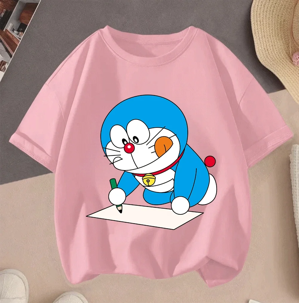 

2D Doraemon Cartoon Print 2026 Hot Sale Short Sleeve Casual Summer Outfit For Kids Teenager