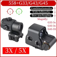 558+G43/G45/G33 Reflex Holographic Sight Tactical 3X 5X Magnifier Red Dot Combo Rifle Scope QD Mount Weaver with Full Marking