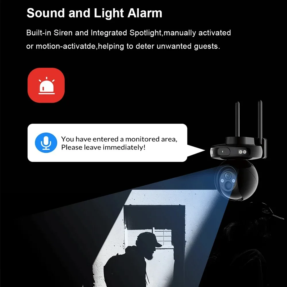 DIDSeth 4G Solar Security Camera UBox 4MP HD Dual 4G 360° PTZ Outdoor CCTV Surveillance with Color Night Vision IP66 Waterproof