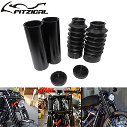 Motorcycle Front Upper Lower Fork Cover Tube Cap Shock Absorber Cover Black For Harley Dyna Street Bob Low Rider Fat Bob 2006-17