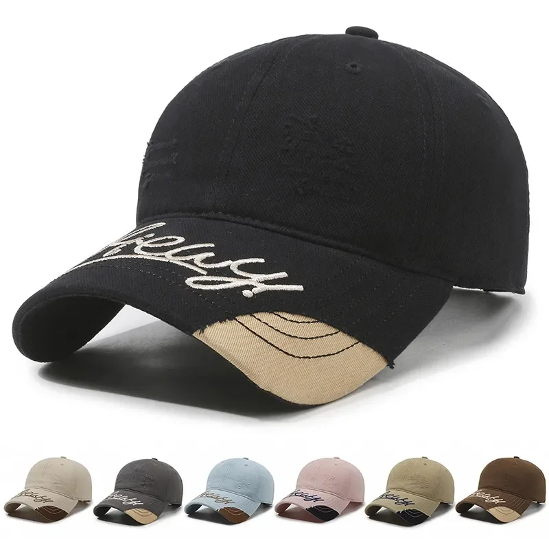 

Бейсбольная кепка с вышивкой в стиле ретро, новая шляпа с большой головой и утиным языком, модная солнцезащитная шляпа с буквенным принтом, женская регулируемая спортивная шляпа