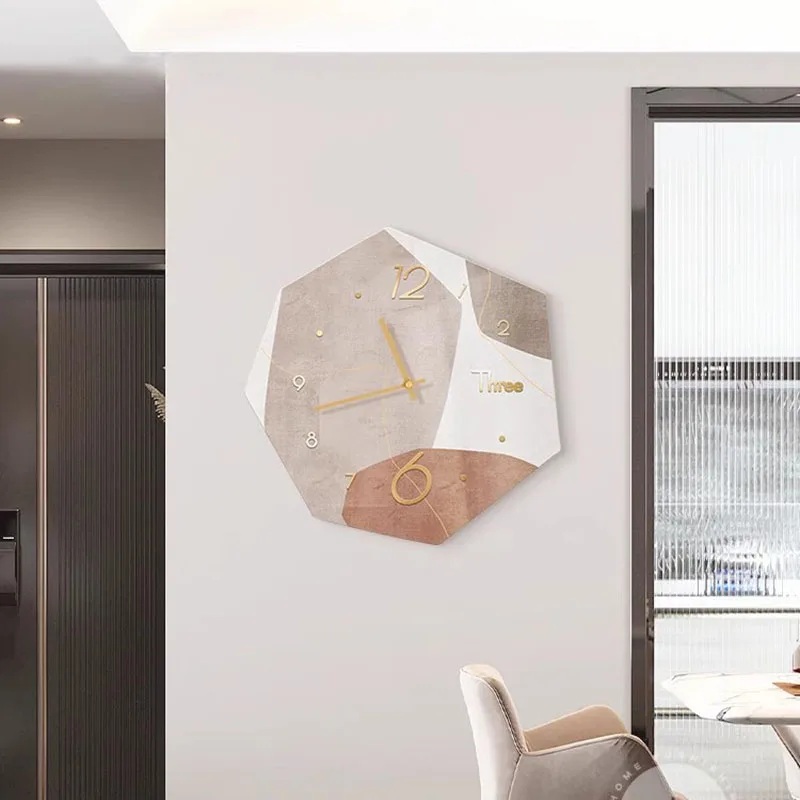 Unique Geometric Wall Clock Scandinavian Modern Silent Non Ticking Quartz Clock for Living Room Home Decor