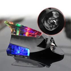1pcs Car decoration antenna shark fin wind light roof modification decorative light wiring free solar warning light Accessories