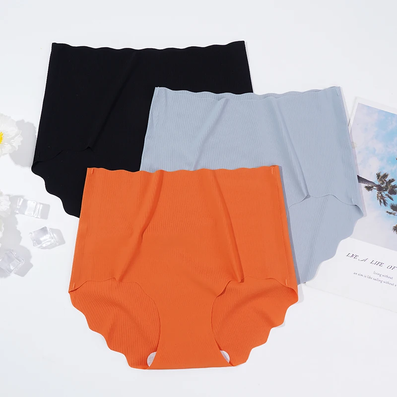 

Maternity Seamless Comfortable Panties Sexy Solid Color Ruffled Women's Underwear Ultra-Thin High Waist Breathable Pants