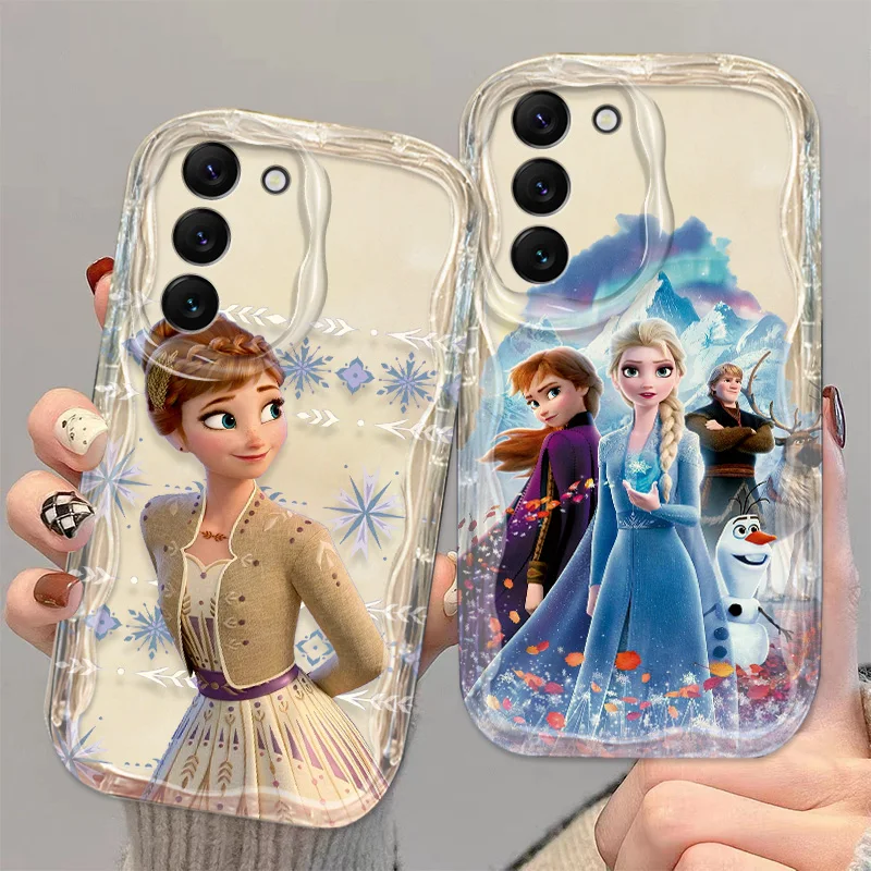 Disney Frozen Elsa Princess Phone Case For S21 S23 S24 Ultra Plus FE A55 A35 A25 A05S A54 A53 A52 A33 A32 Wave Oil Cover