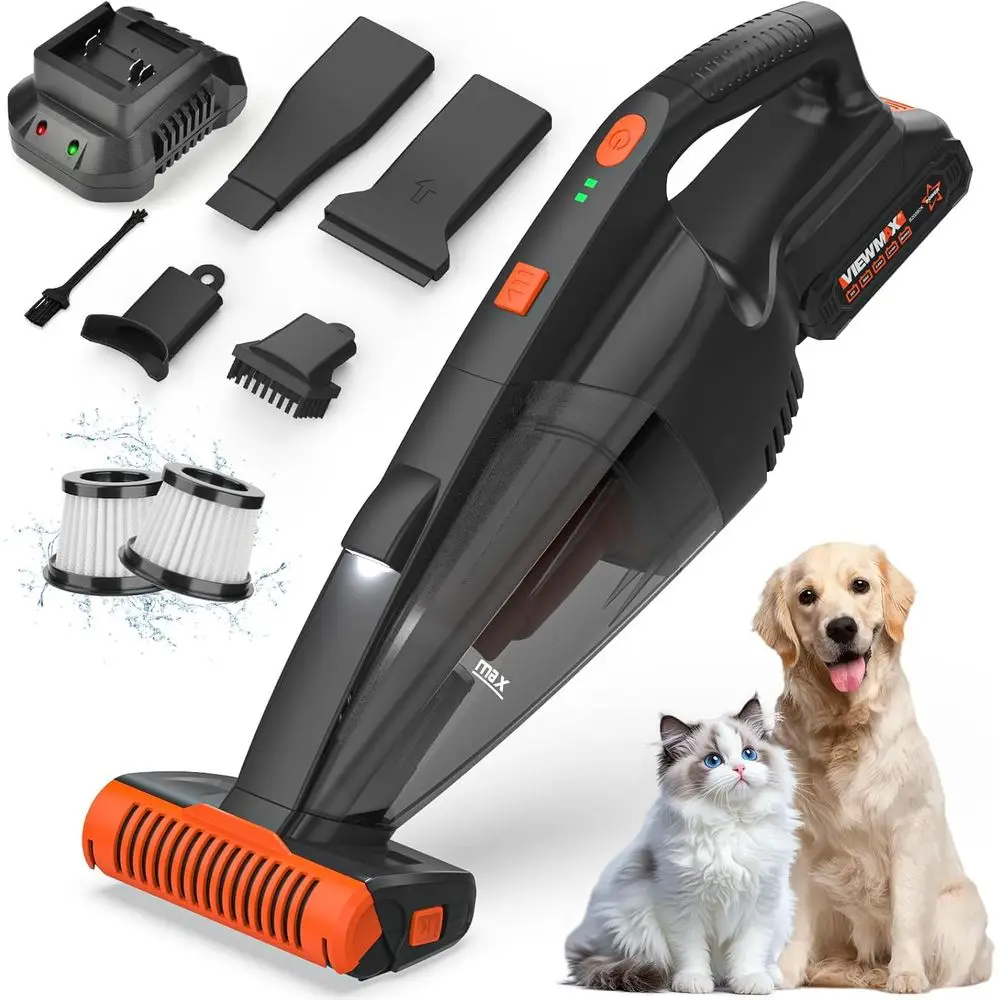 

Handheld Vacuum Cordless Rechargeable with LED, 10000Pa Suction, 20V Lightweight Portable Hand Vacuum with Multi-Nozzles & Washa