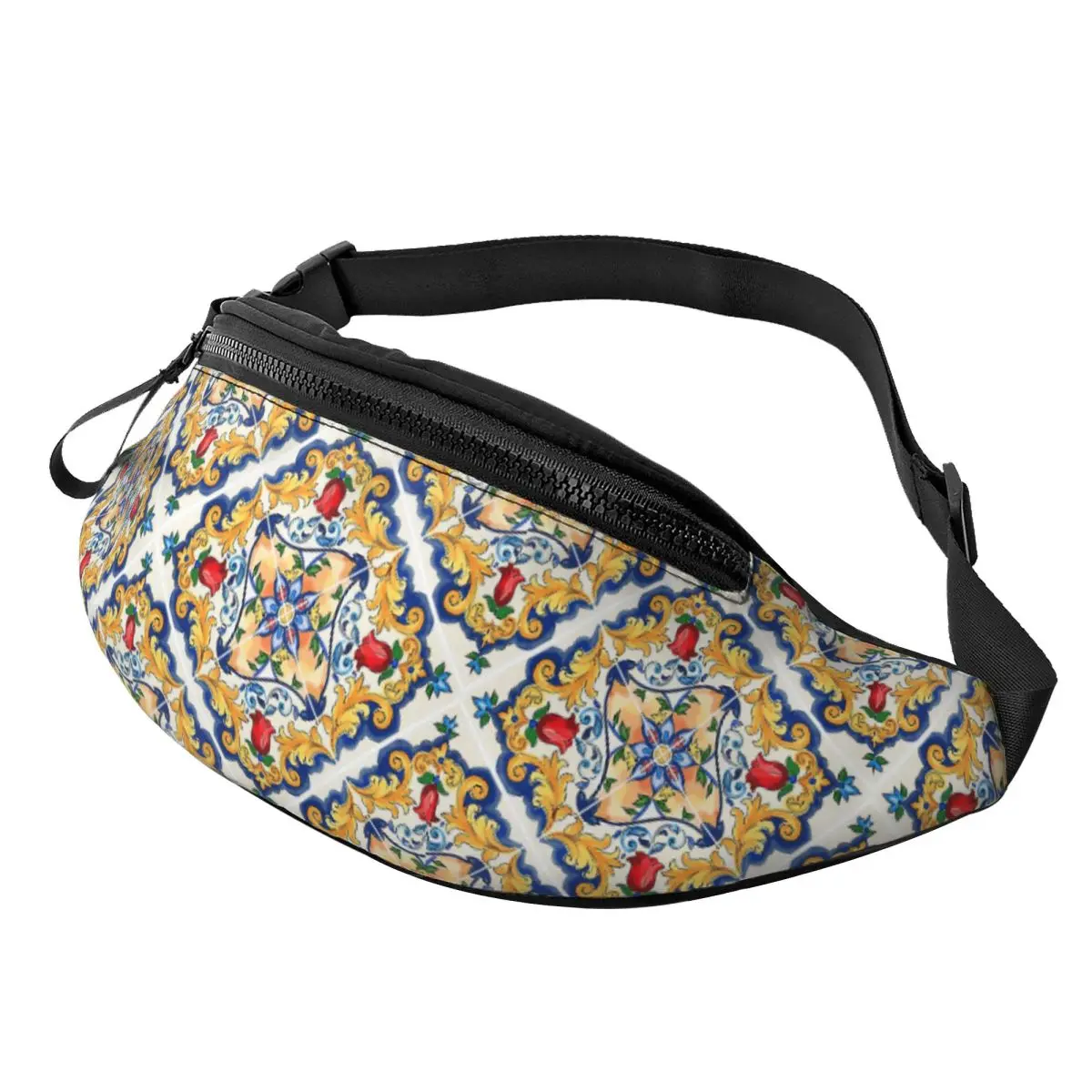 sicilian-majolica-colorido-floral-floresfares-telha-padrao-cintura-saco-das-mulheres-dos-homens-crossbody-fanny-pacote-correndo-telefone-bolsa-de-dinheiro