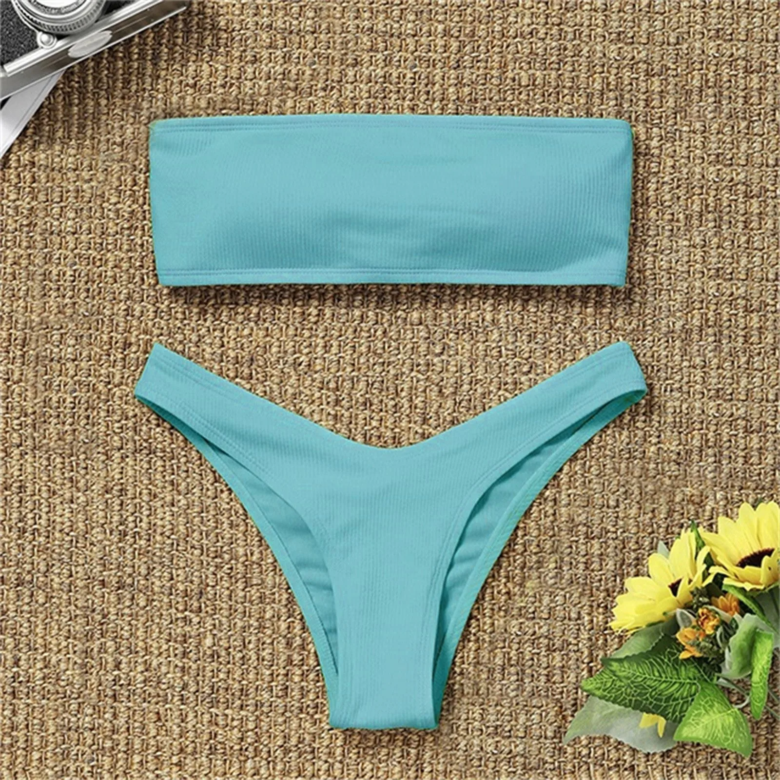 2024 New Bikini High Waist Strapless Sexy Bikini Women Swimwear Brazilian Swimsuit Padded Bathing Suit Monokin Beachwear