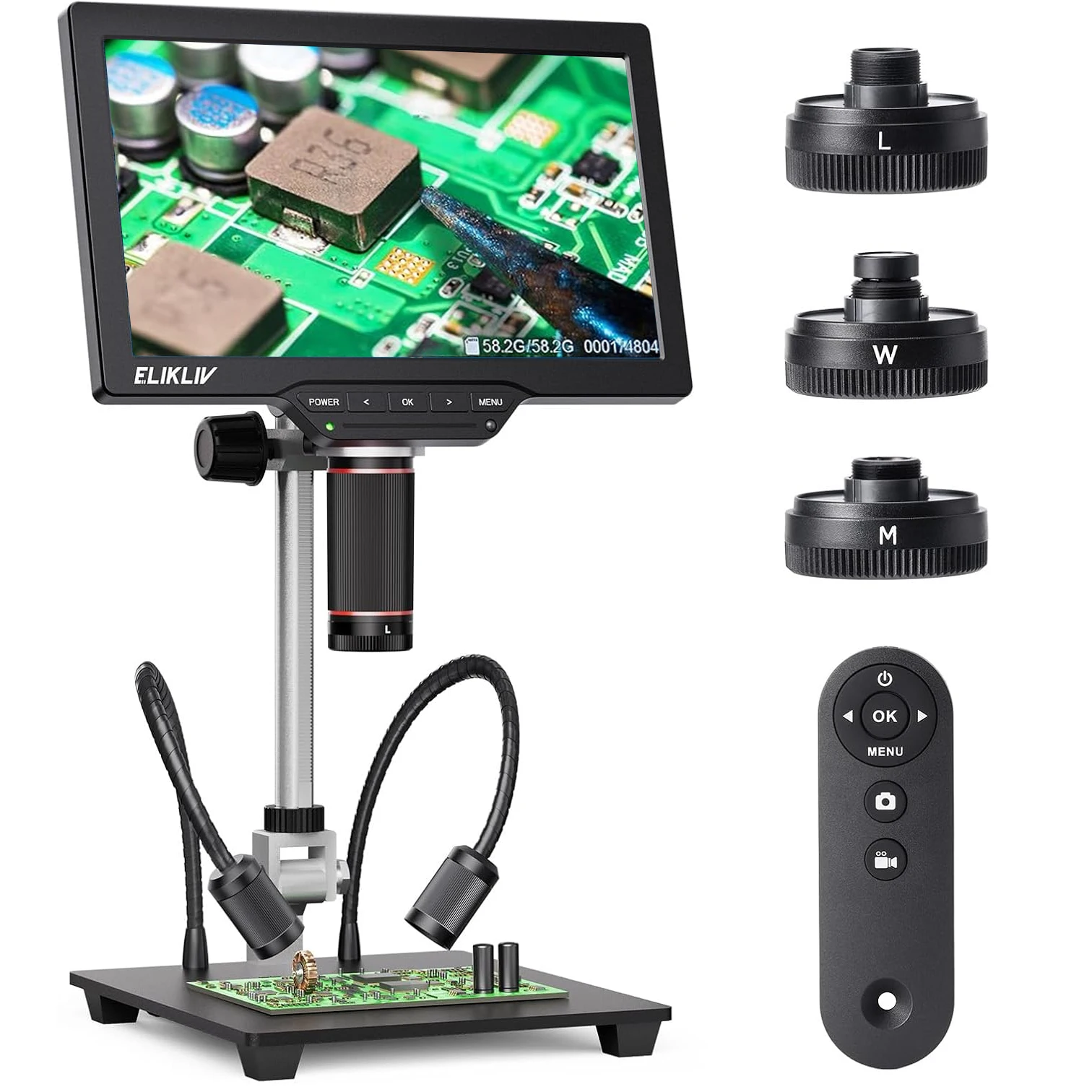 Elikliv TL301 Max 10 ''4K Digitale Microscoop met 3-Lens 2000X Soldeermicroscopio voor Elektronica PCB Reparatie HDMI Microscoop - afbeelding 2