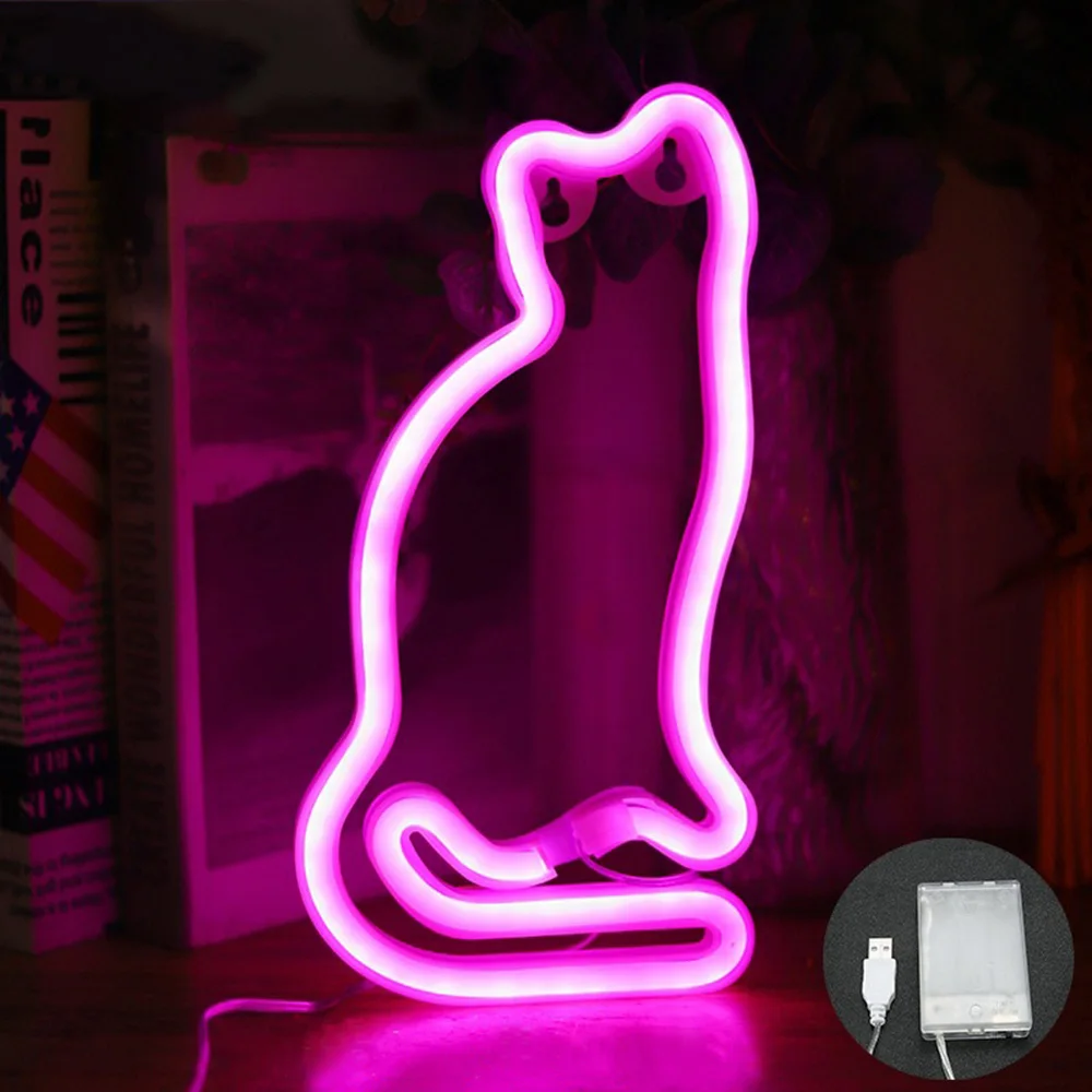 Butterfly Neon Sign USB/Battery Powered Cat LED Neon Light Skull Neon Lamp Wall Art Decor for Home Bedroom Birthday Gift Wedding