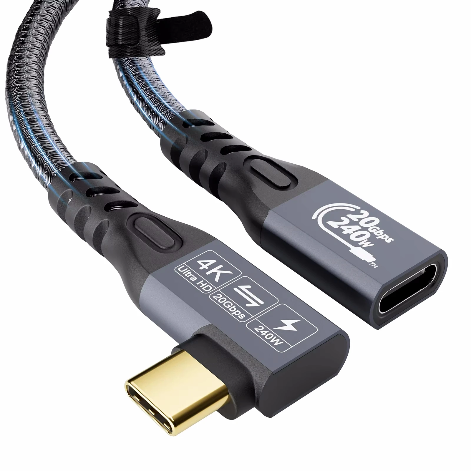 90 Degree USB 3.2 Extension Cable USB C 4K 20Gbps 240W Gen2 Thunderbolt Cable Video Type C 5A Type C Quick Charge For iPhone