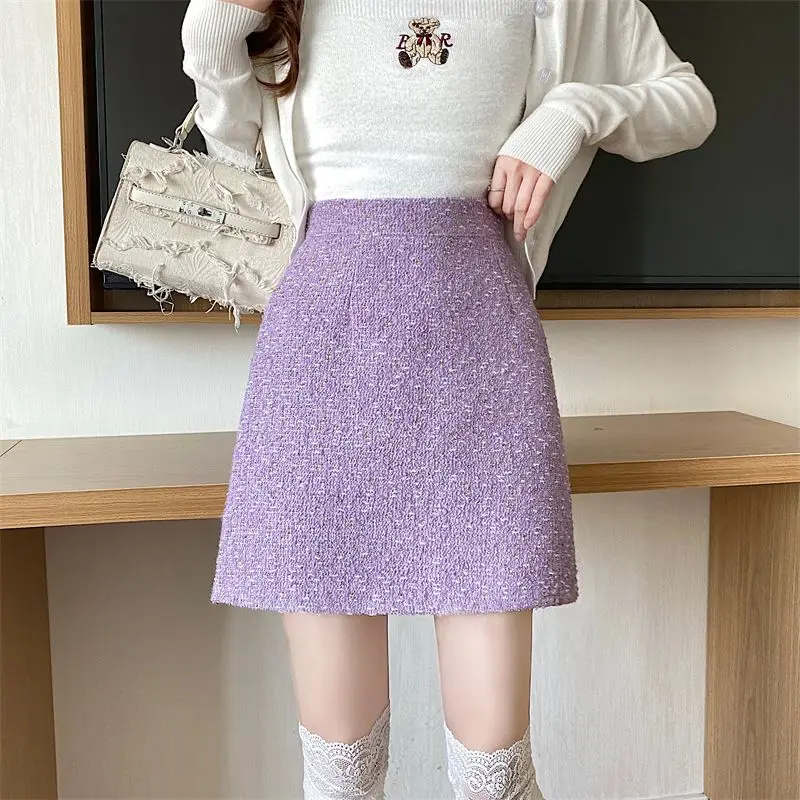 

French Style Sweet Fashion Autumn Winter Women Solid Zipper Simplicity Preppy Style High Waist Short Slim A-line Hip Wrap Skirt