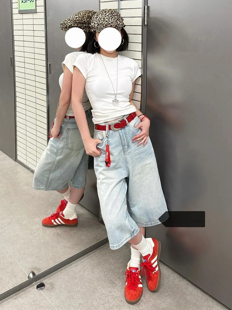 

High Waist Wide Leg Straight Cut Jeans orts Women's Summer New Sle Slimming Commute Casual Faion Chinese Sle Pure Color