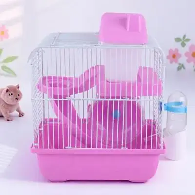 

1Pcs Double Hamster Cage Pet Villa Multi-Level Playpen with Tunnel Exercise Wheel Waterproof Water Bottle for Small Pets